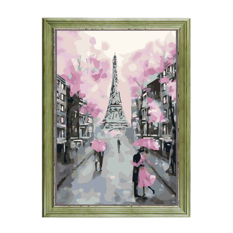 Cherry Blossom Eiffel Tower-Paint by Numbers