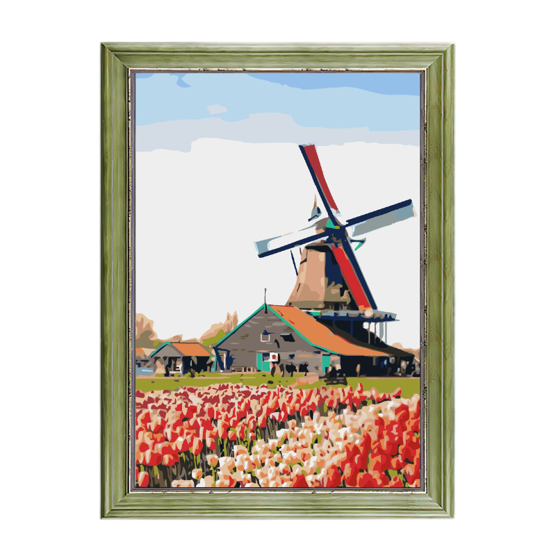 Windmill and Rose Garden-Paint by Numbers