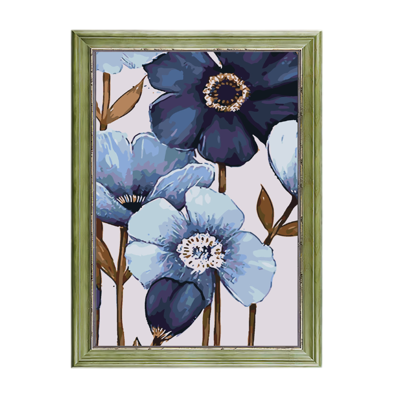 Blue Orchids Flowers-Paint by Numbers