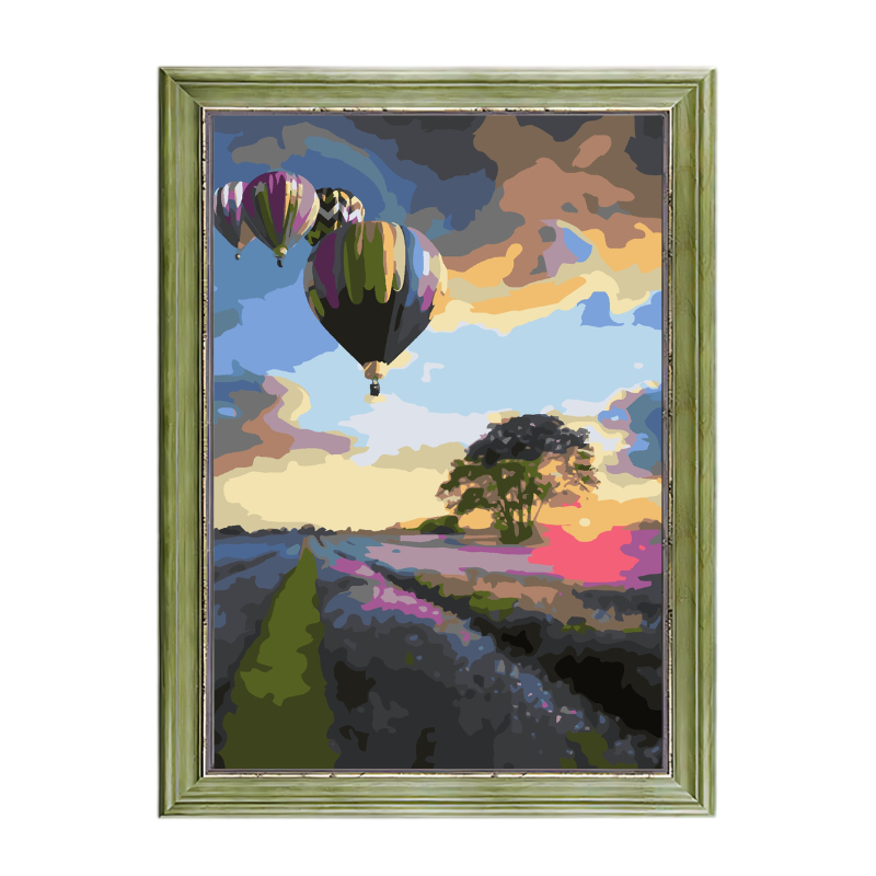 Hot Air Balloons and Flower Field-Paint by Numbers