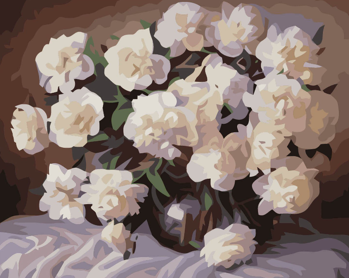 White Flowers-Paint by Numbers