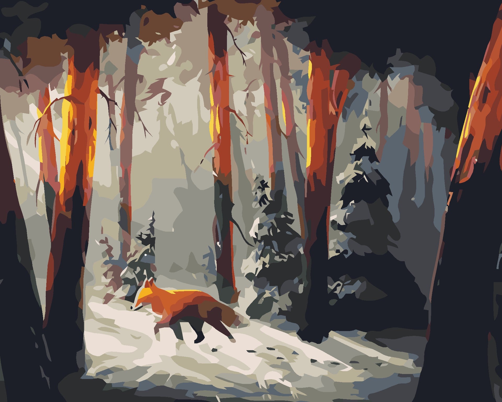 Winter Painted-Fox-Paint by Numbers