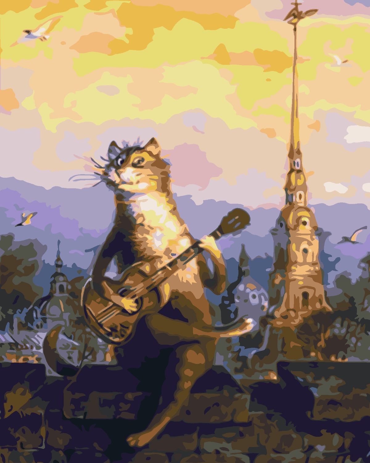 Cat Playing Guitar-Paint by Numbers