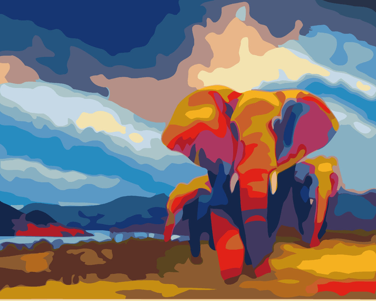 Elephants in Savannah-Paint by Numbers