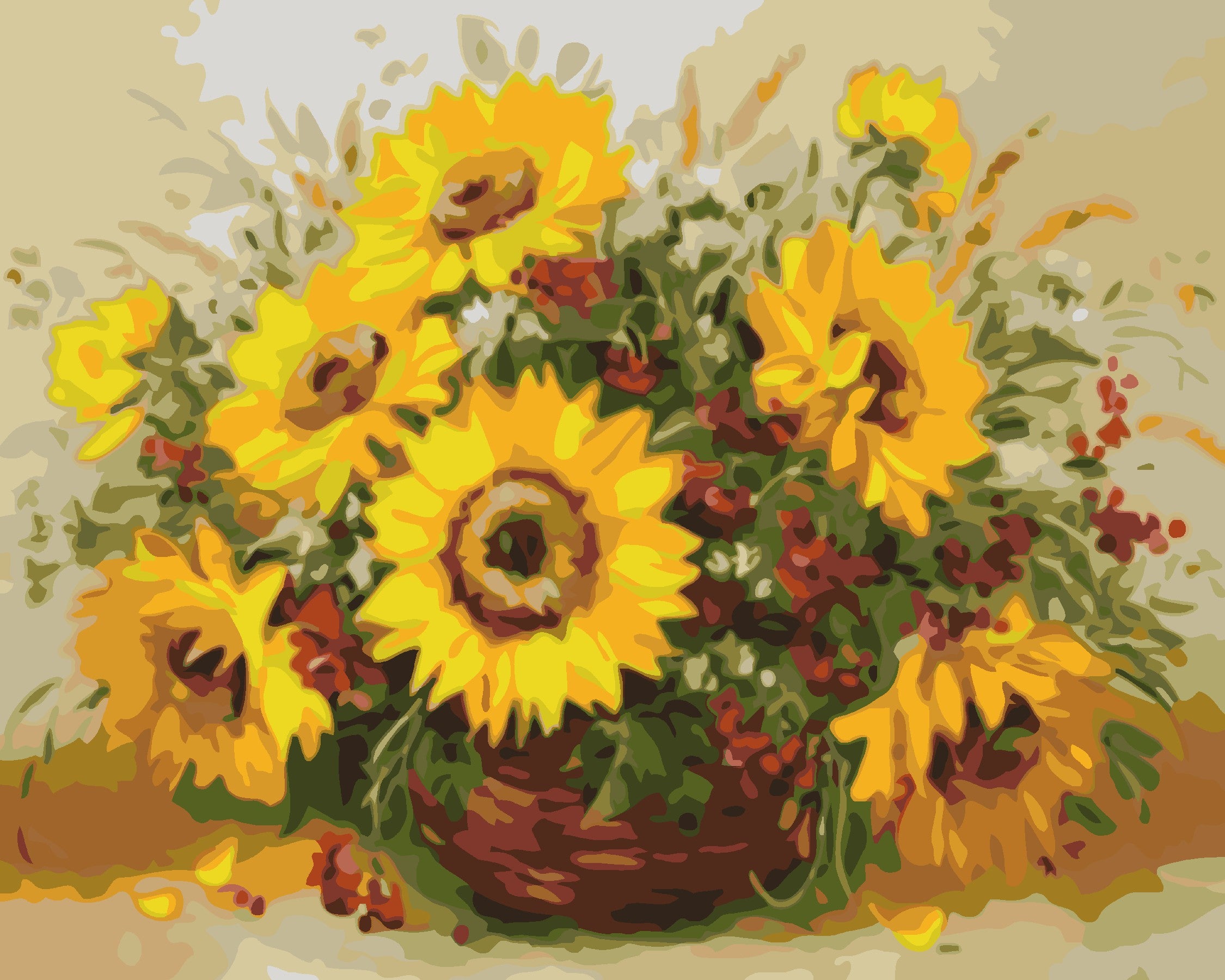 Sunflowers in the Pottery Jar-Paint by Numbers