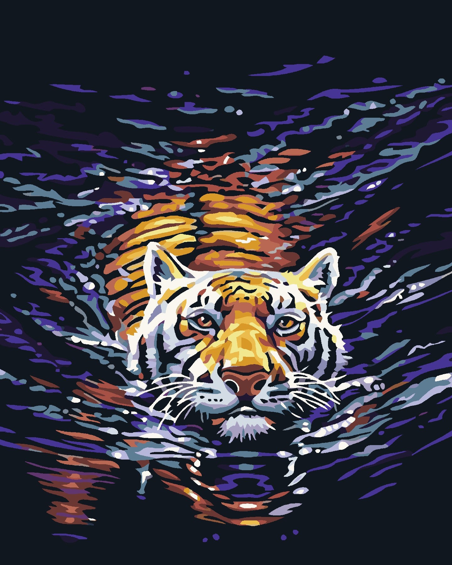 Tiger in Water-Paint by Numbers