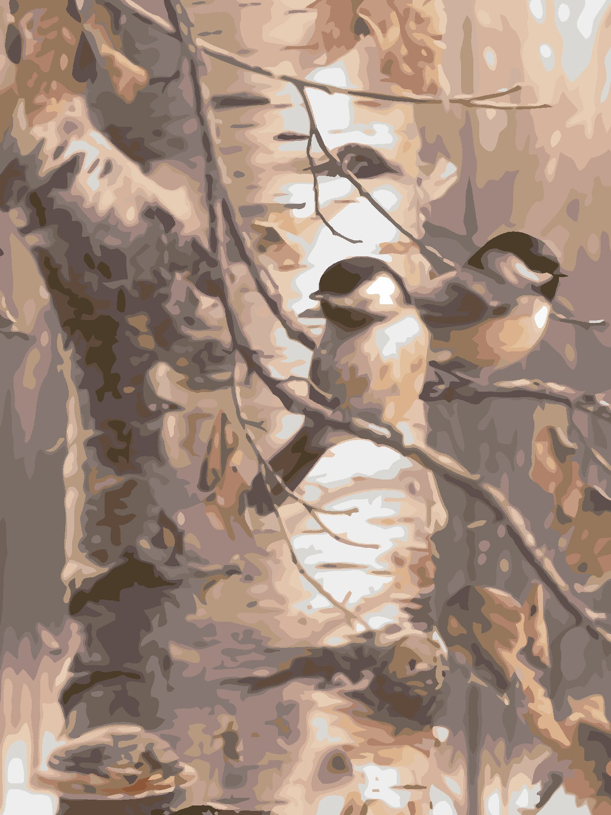 Two Birds on Branches-Paint by Numbers