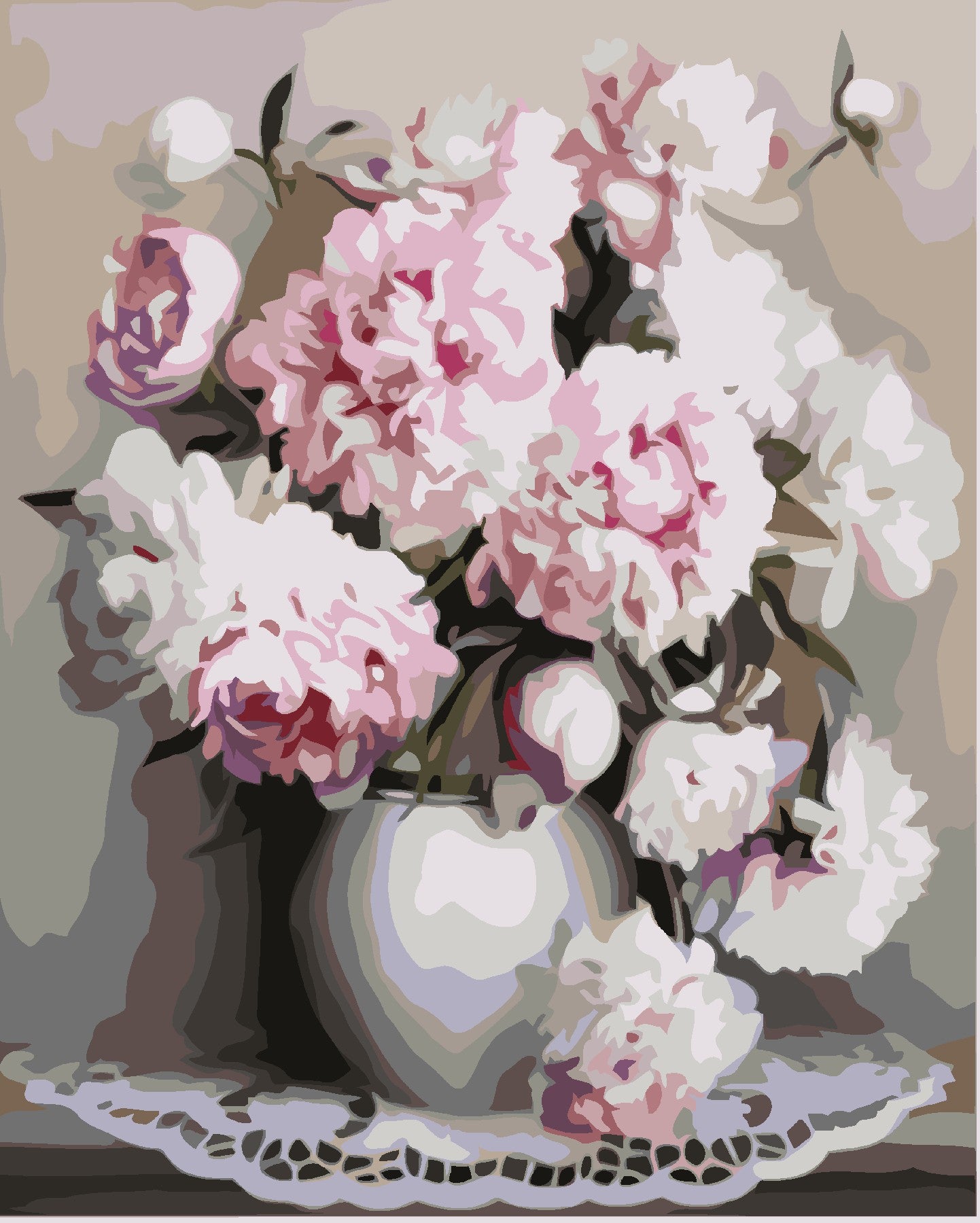 Vase of Peonies-Paint by Numbers