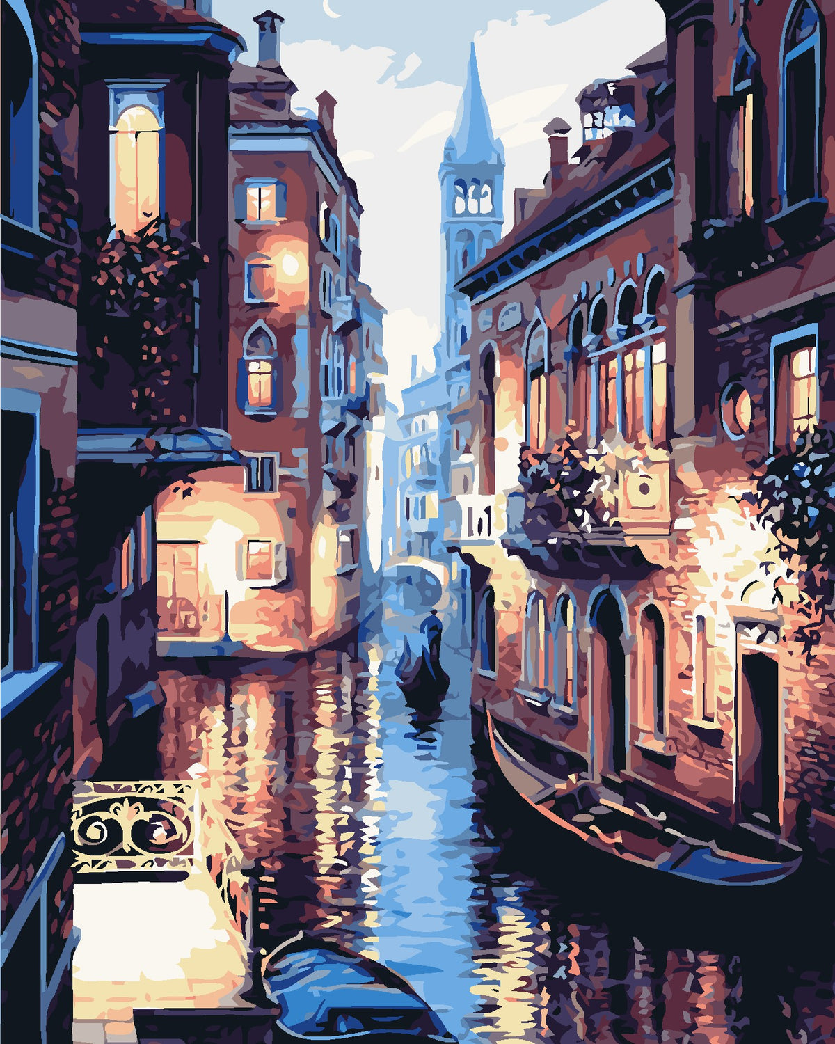 Venice Gondola Night Lights-Paint by Numbers