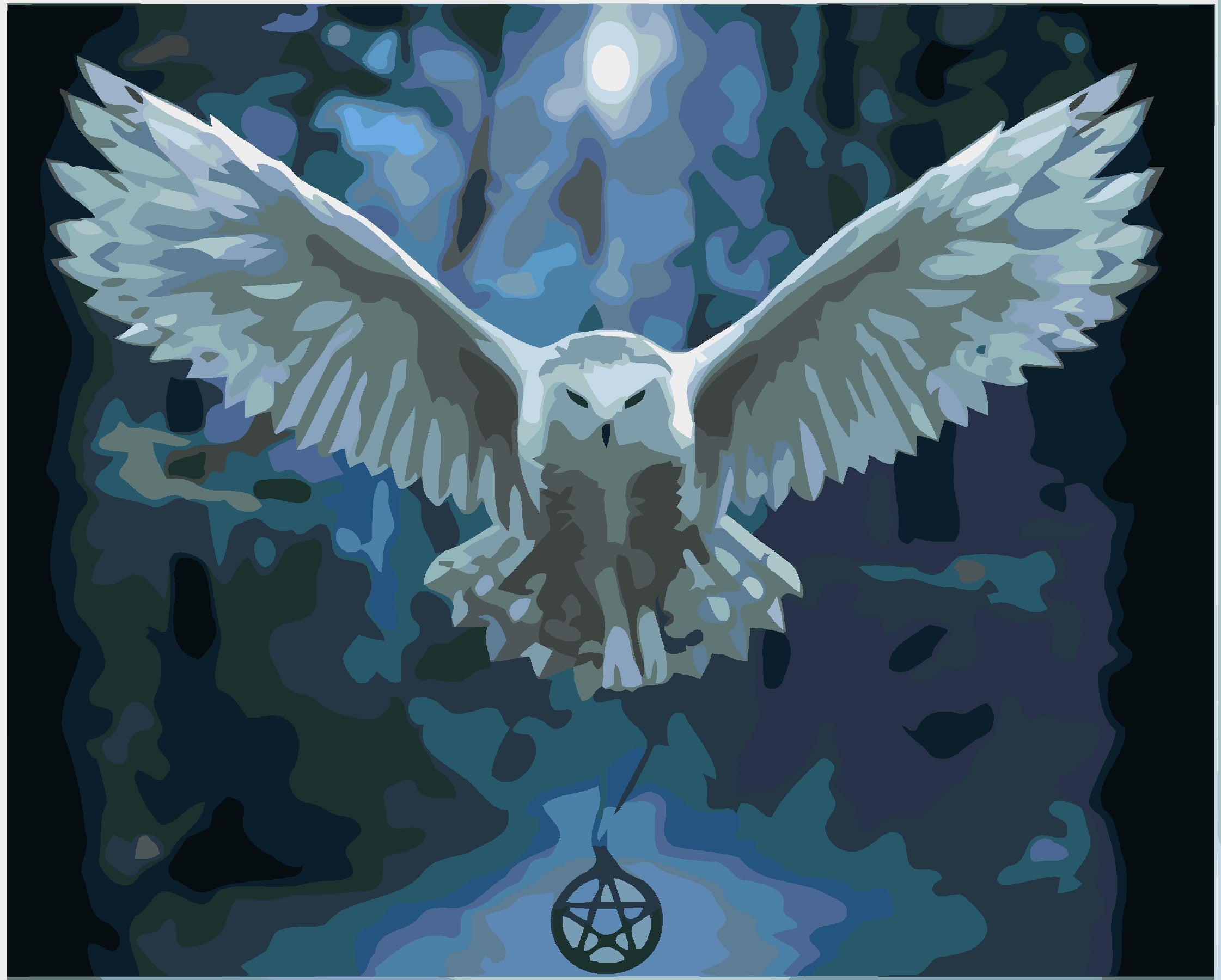 White Flying Owl-Paint by Numbers