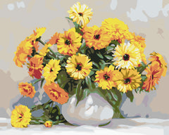 Yellow Flowes in the Vase-Paint by Numbers